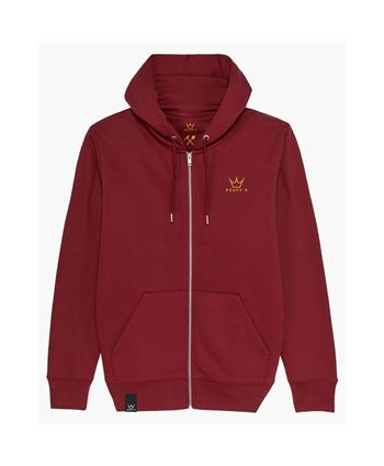 SUDADERA PEATYS AW23 RIDEWEAR ZIP HOODY LOGO BURGUNDY